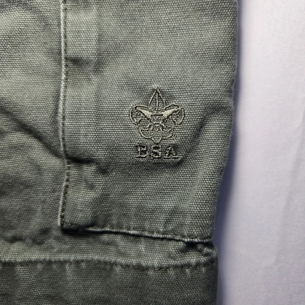 Boy Scouts of America Mens 34 Olive Green Cotton Canvas Cargo Uniform Shorts